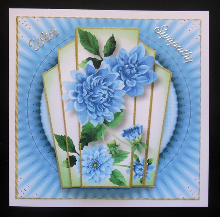 Art Deco Watercolour Stacker - Blue Dahlias by Hazel Sumner
