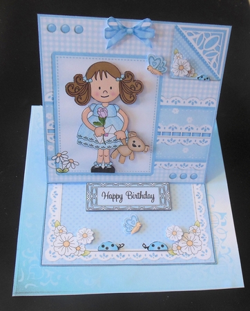 3D Easel Card Mini Kit - Pretty in Blue - Cute Girlz by Hazel Sumner