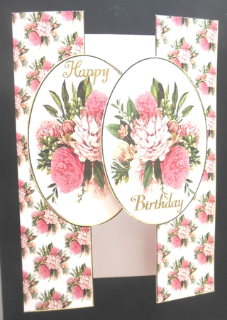 Pretty pink vintage flowers cut out stand alone card by Hazel Sumner
