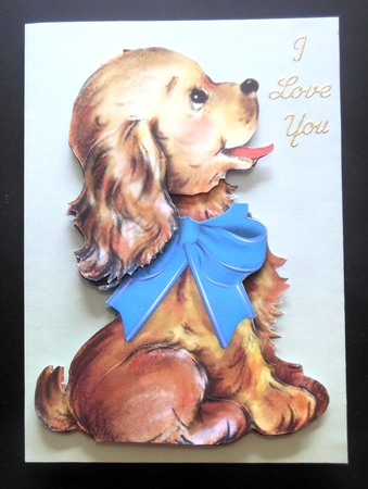 Vintage Dog Looking Card by Hazel Sumner