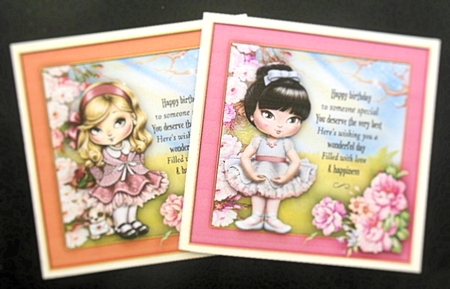 4, Lovely Card fronts , Girls with Verse by Hazel Sumner