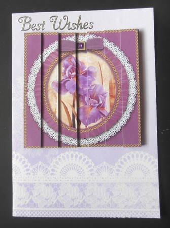 Purple Iris Ruffle Lace 5in Square Side Stacker by Hazel Sumner
