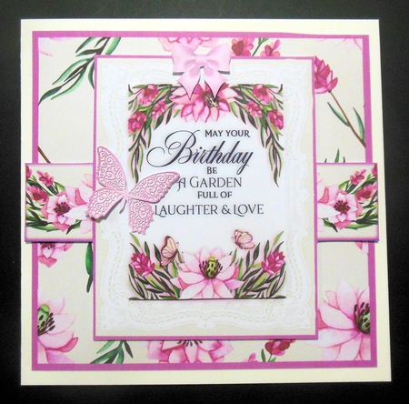 Pink Flower and Butterflies Birthday by Hazel Sumner