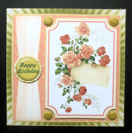 Peach floral card front by Hazel Sumner