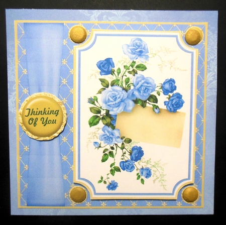 Blue floral card front  by Hazel Sumner