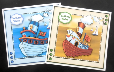5, Billys Tugboat Cards  7x7  by Hazel Sumner