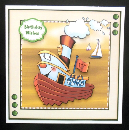 5, Billys Tugboat Cards  7x7  by Hazel Sumner
