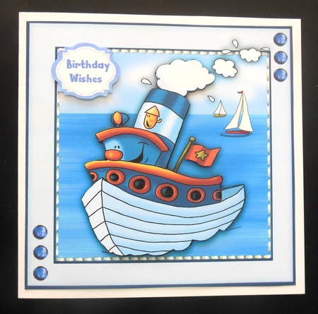 5, Billys Tugboat Cards  7x7  by Hazel Sumner