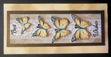 Large DL Card Vintage  Butterflies 1 by Hazel Sumner