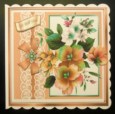 Pretty peach flower arrangement window 8x8 by Hazel Sumner