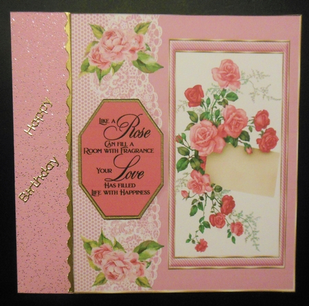 Pink roses card front (n)1 by Hazel Sumner
