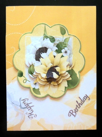 Sunshine flowers scallop card by Hazel Sumner