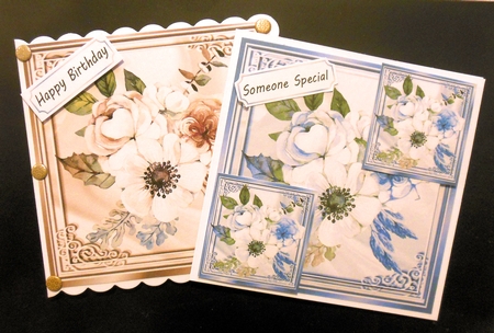  4 Pretty White  Floral Bouquets in ornate 8x8 frames Mini kit by Hazel Sumner