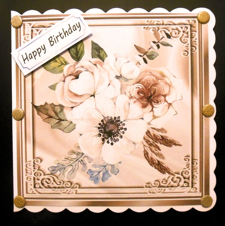  4 Pretty White  Floral Bouquets in ornate 8x8 frames Mini kit by Hazel Sumner