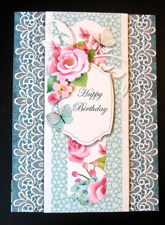 Butterflies and Lace 5 x 7 Inch Decoupage Card with Insert and Envelope by Hazel Sumner