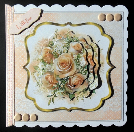 8x8 Mini Kit, Beautiful  Bouquet of Peach Roses . Pyramid by Hazel Sumner