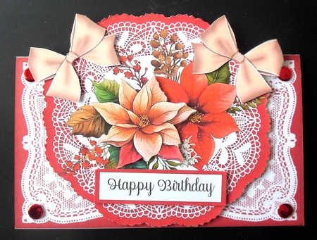 Birth Month & Christmas December Poinsettia & All Occasions 7 x 7 Shaped Cards by Hazel Sumner