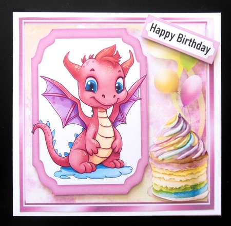 Gorgeous Little Dragons With Birthday Cake & Balloons 8x8 Mini Kit by Hazel Sumner