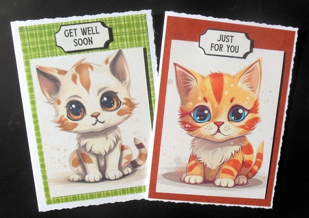4 Cute Kittens  Toppers 8x8 Card Fronts  by Hazel Sumner