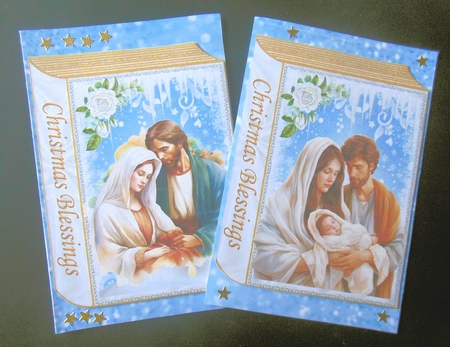 4 Pretty Nativity Gold/Blue Folded Book 8X8 Mini Kit by Hazel Sumner