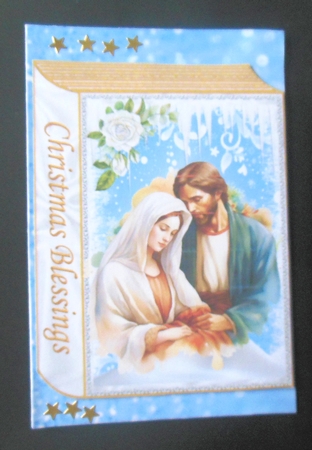  4 Pretty Nativity Gold/Blue Folded Book 8X8 Mini Kit by Hazel Sumner