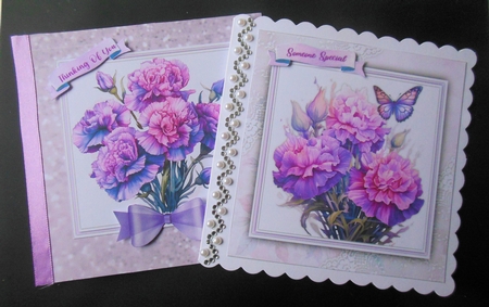8x8 Mini Kit, Beautiful Lilac Carnations and Butterflys by Hazel Sumner