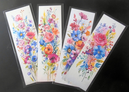 Watercolor Flower Bookmarks  by Hazel Sumner