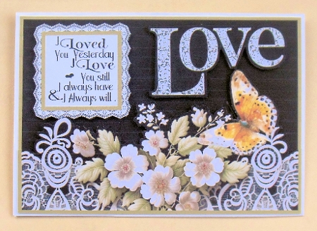 2 Lace Love butterfly card fronts (aprox 5x7) by Hazel Sumner