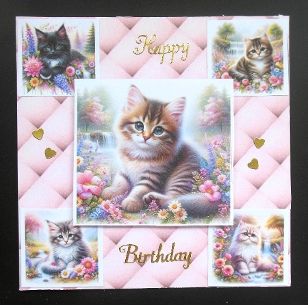 Floral Waterfall Cats 1 by Hazel Sumner