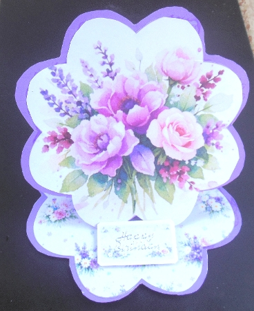 Purple Floral Scalloped Card Toppers with Roses, Peonies and Lavender by Hazel Sumner
