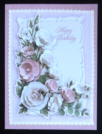 Elegant Pink Floral Happy Birthday Card Topper by Hazel Sumner
