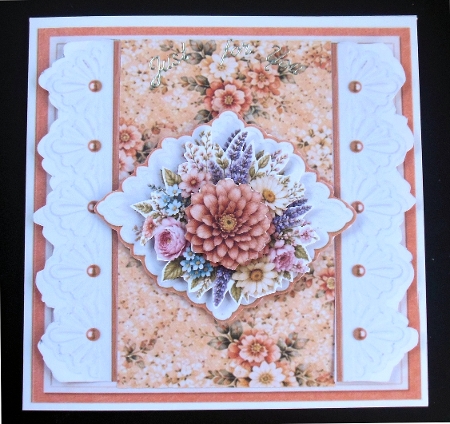 Coral Bloom & Peach Lace Floral Card Topper Featured Gallery Photo