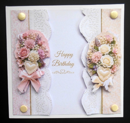 Pastel Floral Lace Birthday Card Topper by Hazel Sumner