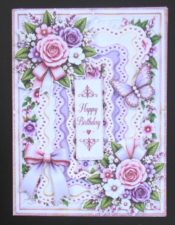 Pink & Cream Rose Birthday – Elegant Floral Card Topper by Hazel Sumner
