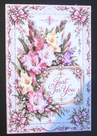 Elegant Multicolor Floral Just for You Lace Topper for Cards by Hazel Sumner
