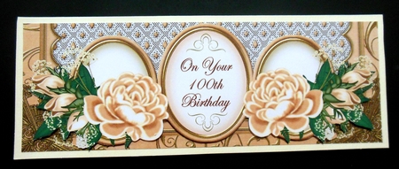Peach Rose 100th Birthday Large Dl Card Kit by Hazel Sumner