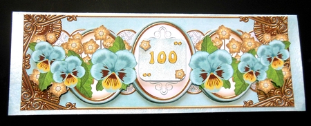 Dusky Teal Pansy Thinking of You Large Dl Decoupage Topper by Hazel Sumner