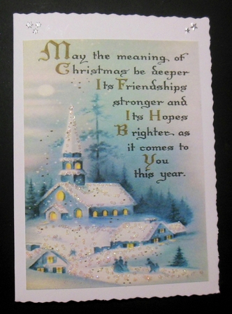 Church in Snow with Verse A4 by Hazel Sumner