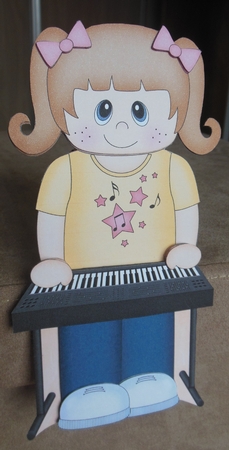 3D on the Shelf Card Kit - Little Keyboard Player Girl Adel by Hazel Sumner
