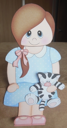 3D on the Shelf Card Kit - Little Teen Girl Dana's Cat by Hazel Sumner