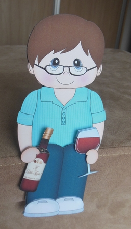 3D on the Shelf Card Kit - Red Wine Drinker Man Murray by Hazel Sumner