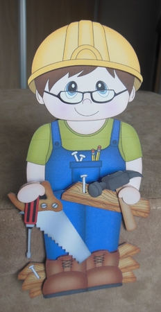  3D On the Shelf Card Kit - Little Hammer & Nail Carpenter Joiner Dwain by Hazel Sumner
