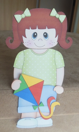 3D On the Shelf Card Kit - Little Girl Luana is Flying high with her Kite by Hazel Sumner