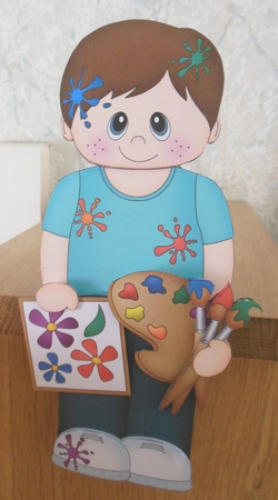 3D On the Shelf Card Kit - Little Artist Jerrell is being very creative in the Studio by Hazel Sumner