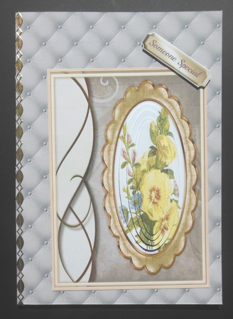 Beautiful Yellow roses on a gold pyramid frame  by Hazel Sumner