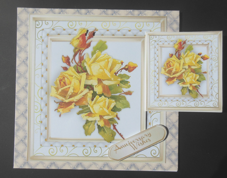 Beautiful Yellow roses on lattace mat  5 by Hazel Sumner