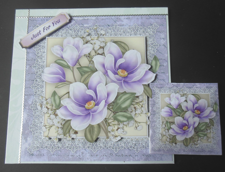 Beautiful Magnolias on Stunning Lace  by Hazel Sumner