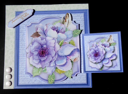 Beautiful Lilac Watercoloured roses on a Script mat  by Hazel Sumner