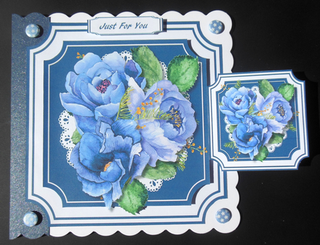 Beautiful Blue Roses on Cut Out Mat  by Hazel Sumner