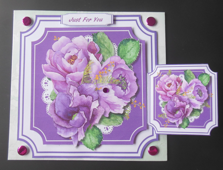 Beautiful Lilac roses on Cut-out-mat by Hazel Sumner